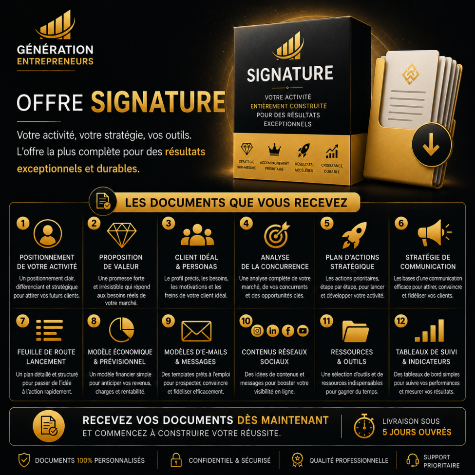 Offre Signature - Génération entrepreneurs
